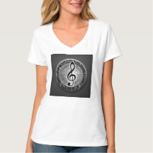 Trendy white T-shirt  with musical symbol