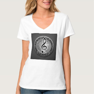 Trendy white T-shirt  with musical symbol