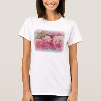 Trendy White T-Shirt with Painted Rose Print
