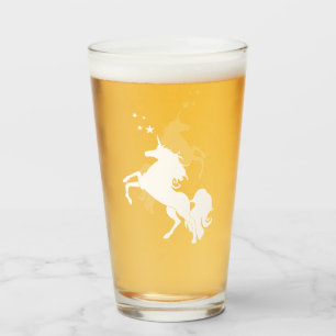 Trendy White Unicorn & Stars Glass