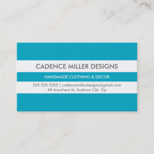 TRENDY WIDE STRIPE modern minimal bright aqua blue Business Card