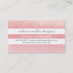 TRENDY WIDE STRIPE ombre watercolor coral pink Business Card