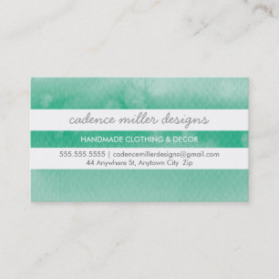 TRENDY WIDE STRIPE ombre watercolor emerald green Business Card
