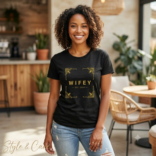 Trendy Wifey Black Tee in Ultra-Soft Tri-Blend