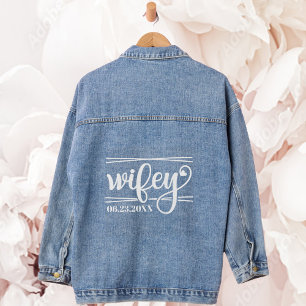 Trendy Wifey Newlywed Wedding Gift Denim Jacket