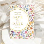 Trendy Wildflower Garden Wedding Save the Date Announcement Postcard<br><div class="desc">Impress your guests with this classy save the date card. The cheerful design features colorful watercolor wildflowers mixed with lush greenery foliage. Use the text fields to personalize the card with your own wording and details. The background color of the invite is set to white, but feel free to choose...</div>