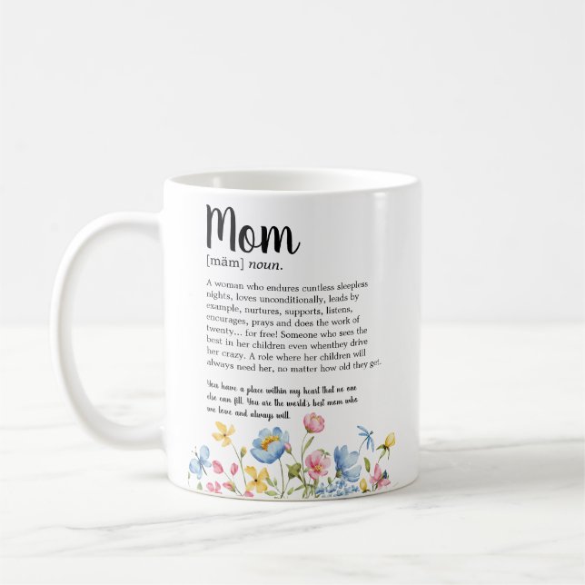 Trendy Wildflower Mum Definition Coffee Mug (Left)