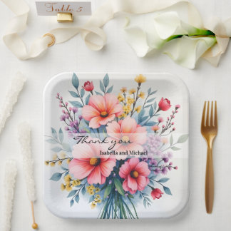 Trendy Wildflowers Beautiful Luxury Collection Paper Plate