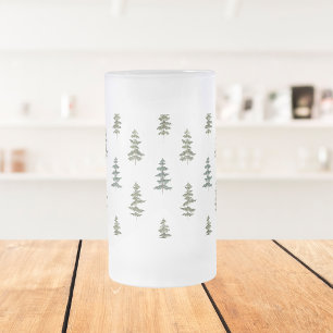 Trendy Winter   Christmas Tree Pattern Frosted Glass Beer Mug