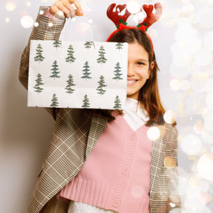 Trendy Winter   Christmas Tree Pattern Large Gift Bag