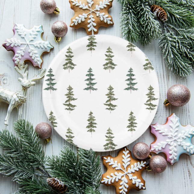 Trendy Winter | Christmas Tree Pattern Paper Plate (Creator Uploaded)