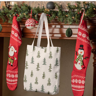 Trendy Winter   Christmas Tree Pattern Tote Bag