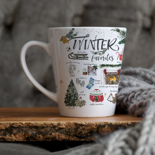 Trendy Winter Favourites   Watercolor Illustration Latte Mug