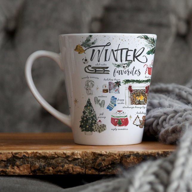 Trendy Winter Favourites | Watercolor Illustration Latte Mug (Creator Uploaded)