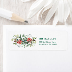 Trendy Winter Green Leaves with Red Flowers