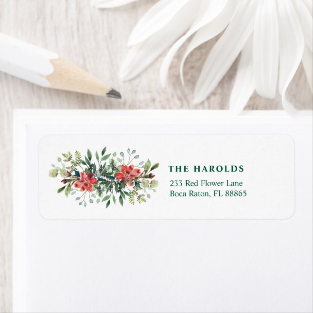 Trendy Winter Green Leaves with Red Flowers (Insitu)