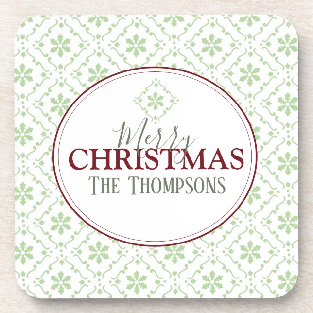 Trendy Winter Holiday Snowflake Christmas Coaster (Front)