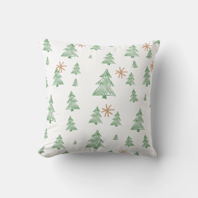 Trendy Winter Unique Christmas Tree Stars Cushion (Front)