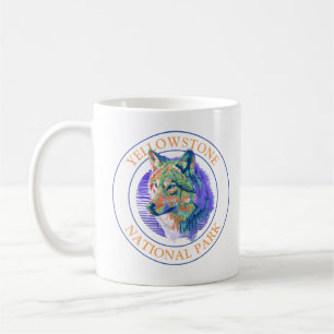 Trendy Wolf Art 3 Yellowstone National Park Circle Coffee Mug