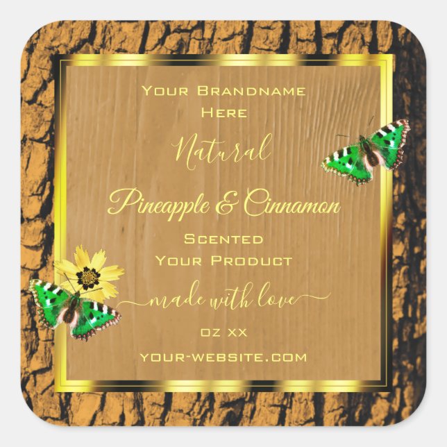 Trendy Wood Grain Rustic Tree Bark Product Labels (Front)