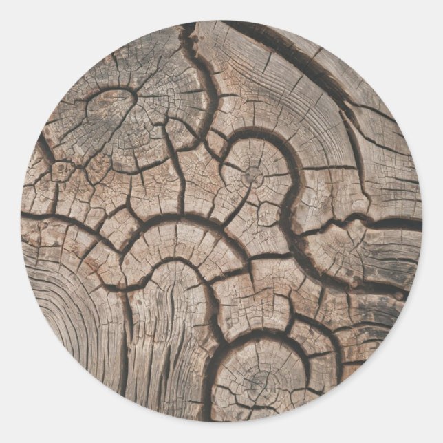 Trendy Wood Wooden Tree Logs Classic Round Sticker (Front)