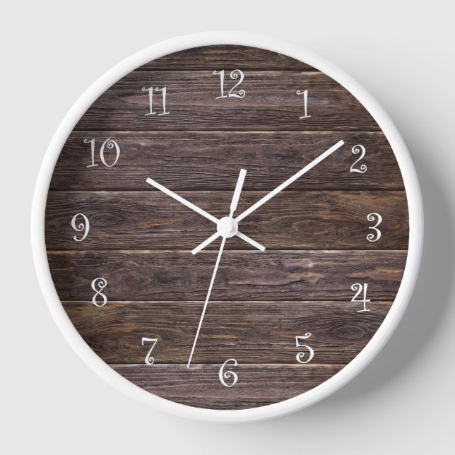 Trendy Woodgrain Look Contemporary Wall Clocks (Front)