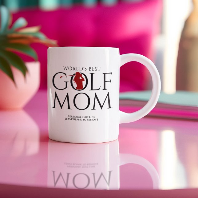 Trendy "WORLD'S BEST GOLF MOM" Red Coffee Mug (Creator Uploaded)