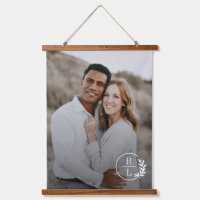Trendy Wreath Couple Initials Photo Wall Tapestry