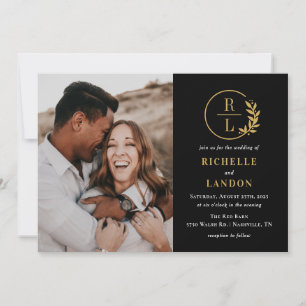 Trendy Wreath Editable Colour Photo Wedding Invitation