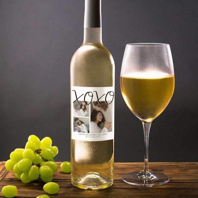 Trendy XOXO Photo Collage  Wine Label (Creator Uploaded)