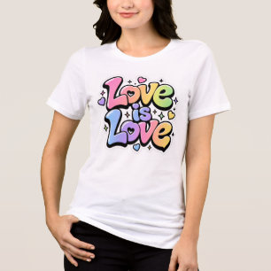 Trendy Y2K Rainbow Graffiti Love is Love Graphic T Tri-Blend Shirt