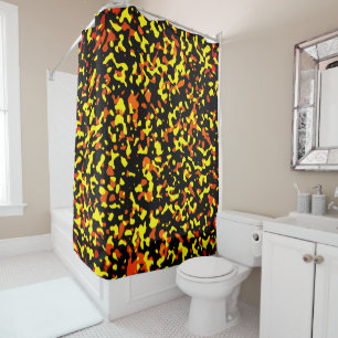 Trendy Yellow and Orange Camouflage Pattern Shower Curtain