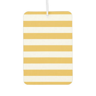 Trendy Yellow and White Wide Horizontal Stripes Car Air Freshener