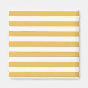 Trendy Yellow and White Wide Horizontal Stripes Magnet