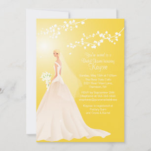 Trendy Yellow BLONDE  Bride Bridal Shower Invite