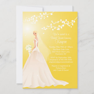 Trendy Yellow BLONDE  Bride Bridal Shower Invite