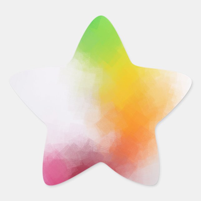 Trendy Yellow Blue Green Pink Red Modern Abstract Star Sticker (Front)