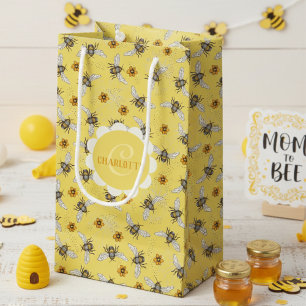 Trendy Yellow Buzzing Spring & Summer Honeybee Small Gift Bag