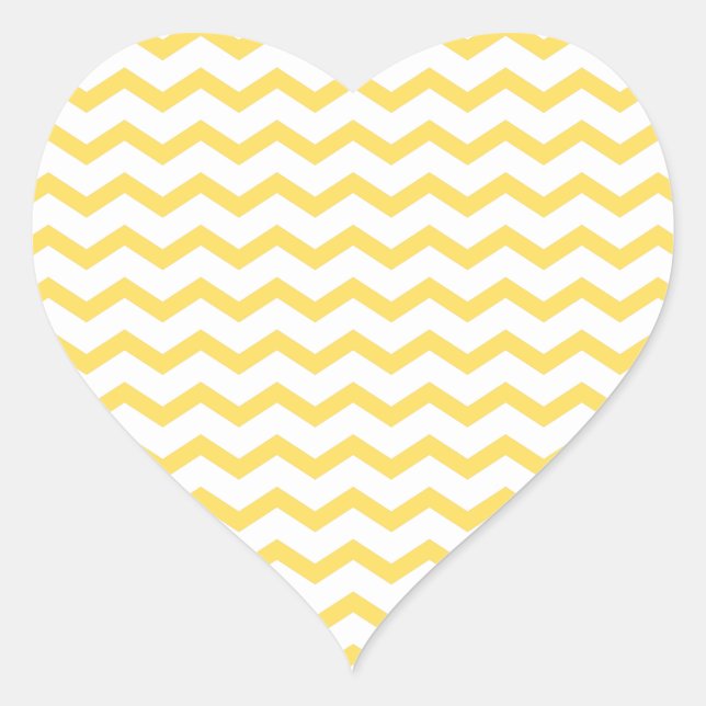 Trendy Yellow Chevron Pattern Heart Sticker (Front)