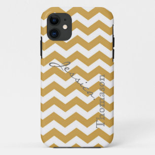 Trendy yellow chevron zigzag pattern, iPhone 11 case