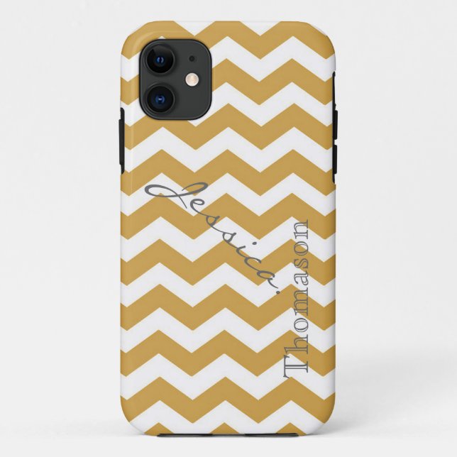 Trendy yellow chevron zigzag pattern, Case-Mate iPhone case (Back)