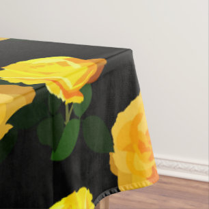 trendy yellow floral   tablecloth