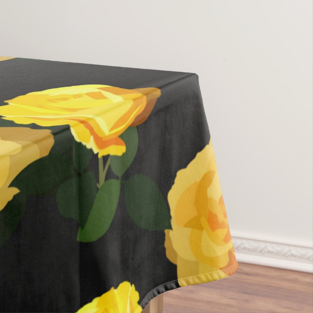 trendy yellow floral   tablecloth (In Situ)