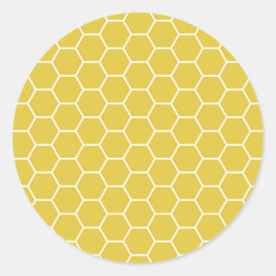 Trendy Yellow Geometric Honeycomb Hexagon Pattern Classic Round Sticker