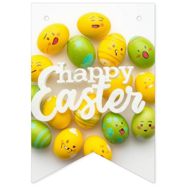 Trendy Yellow & Green  Easter Eggs gift paper Bunting (First Flag)