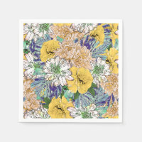 Trendy Yellow & Green Floral Girly Illustration