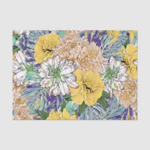 Trendy Yellow & Green Floral Girly Illustration Tissue Paper
