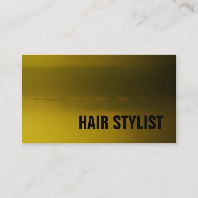 Trendy Yellow Green Modern Hair Stylist Business Card (Front)