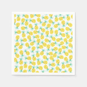 Trendy yellow green watercolor pineapple pattern napkin