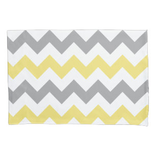 Trendy Yellow Grey Chevron Pattern Pillowcase